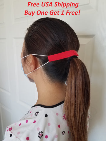 The Most Comfortable "Elastic Mask Strap" (Red), (Buy one Get 1 Free, Free USA Shipping)